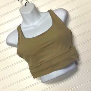 V Khaki Crop  Activewear Top
